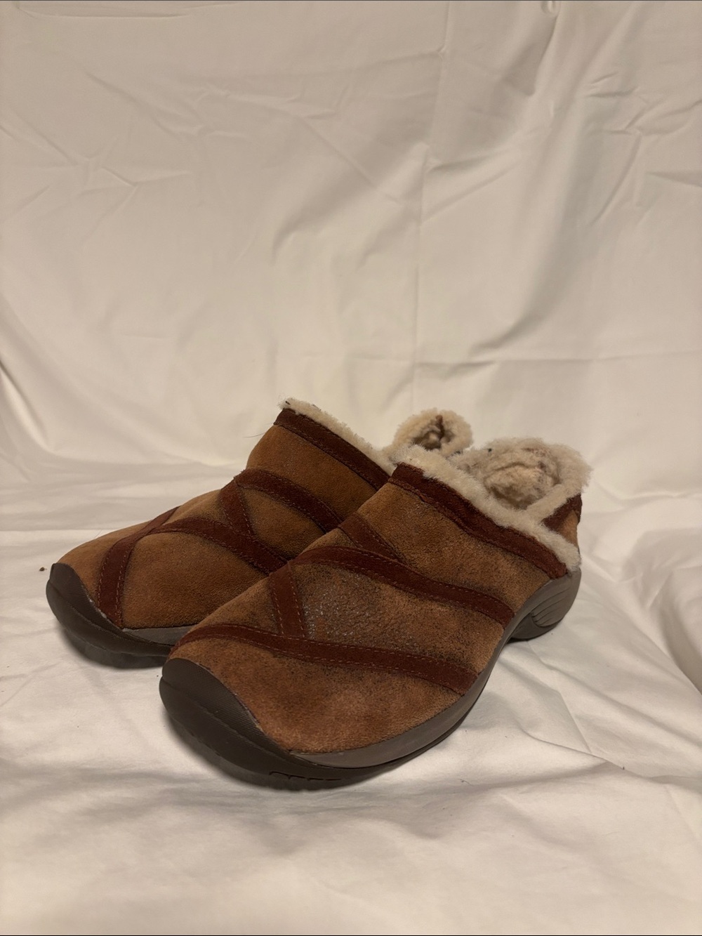 Merrell Brown Suede Sherpa-Lined Slip-On Clogs